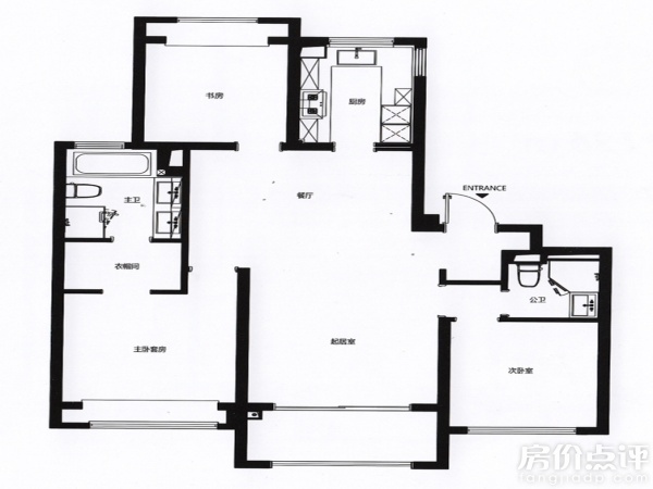 户型图-124平方米三房两厅两卫